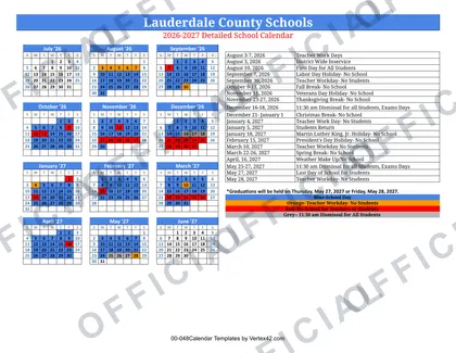 Lauderdale County Schools 2026-27 calendar
