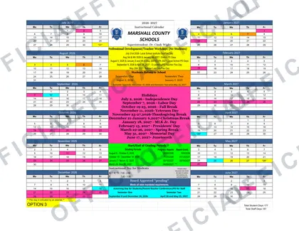 Marshall County Schools 2026-27 calendar