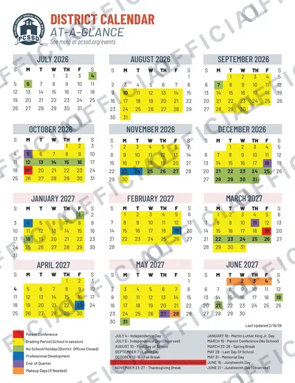 Pulaski County Special School District 2026-27 calendar