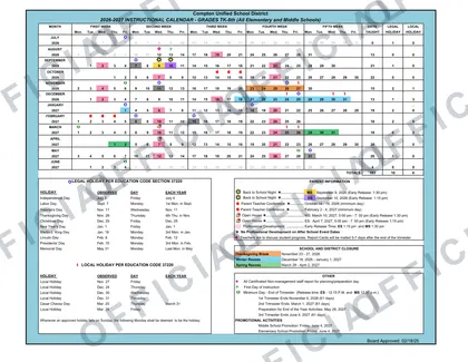 Compton USD Unified School District 2026-27 calendar