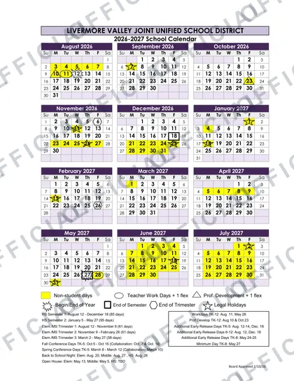 Livermore Valley Joint USD 2026-27 calendar