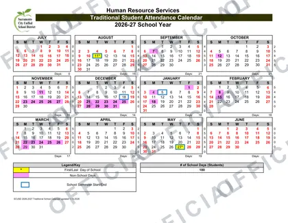 Sacramento City SCUSD 2026-27 calendar