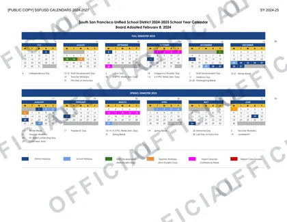 South San Francisco USD 2026-27 calendar