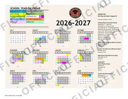 Woodland Joint Unified School District WJUSD 2026-27 calendar