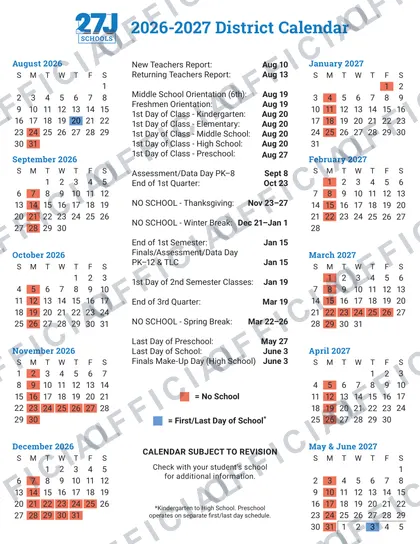 27J Schools 2026-27 calendar