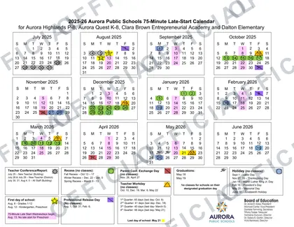 Aurora Public Schools 2026-27 calendar