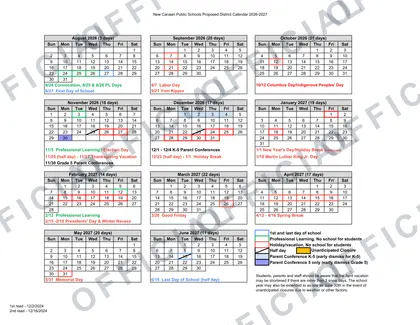 New Canaan Public Schools 2026-27 calendar