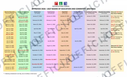 New Haven Public Schools 2026-27 calendar