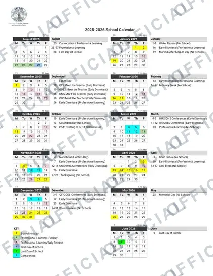 OXFORD PUBLIC SCHOOLS 2026-27 calendar