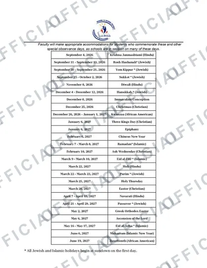 REGION 14 SCHOOL DISTRICT 2026-27 calendar
