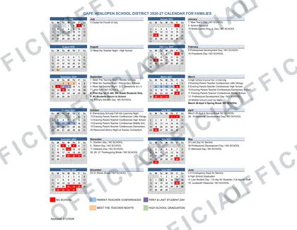 Cape Henlopen School District 2026-27 calendar