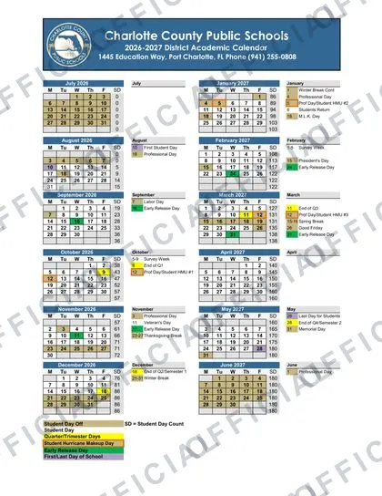 Charlotte County Public Schools 2026-27 calendar