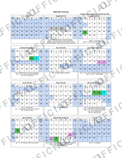 Champaign Unit 4 Schools 2026-27 calendar