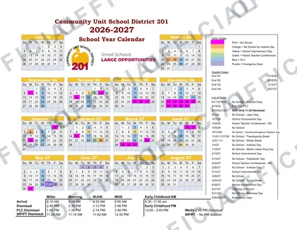 Community Unit School District 201 2026-27 calendar