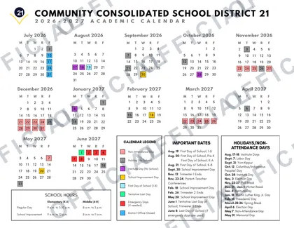 CUSD 21 2026-27 calendar