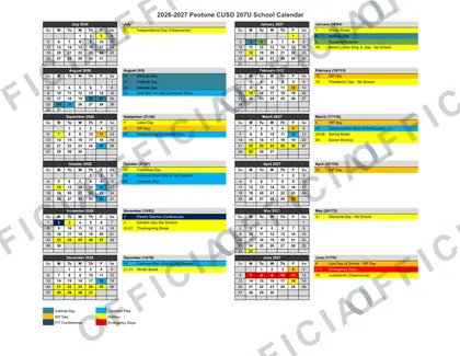 Peotone CUSD 207U 2026-27 calendar