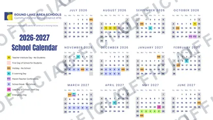 Round Lake Area Schools Community Unit School District #116 2026-27 calendar
