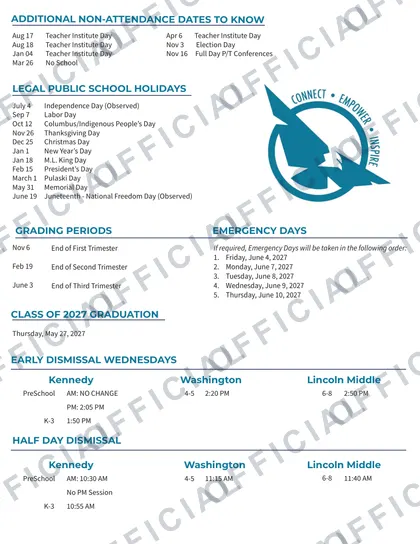 School District 81 2026-27 calendar