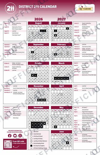 Township High School District 211 2026-27 calendar