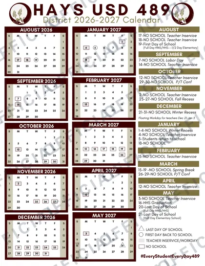 HAYS USD 489 2026-27 calendar