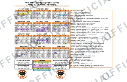 USD 204 Bonner Springs-Edwardsville 2026-27 calendar