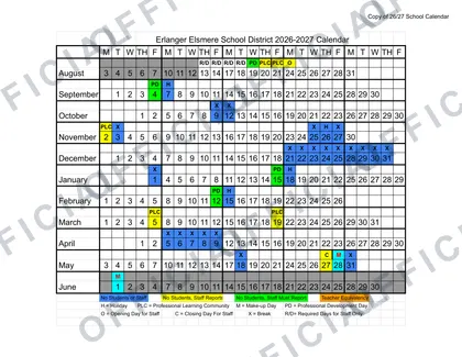 Erlanger Elsmere School District 2026-27 calendar