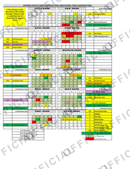 Jackson County Public Schools 2026-27 calendar