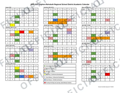 Dighton-Rehoboth Regional School District 2026-27 calendar
