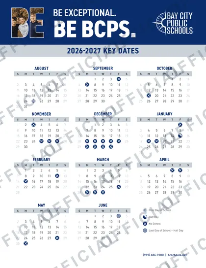 Bay City Public Schools 2026-27 calendar