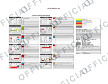 BELDING AREA SCHOOLS 2026-27 calendar