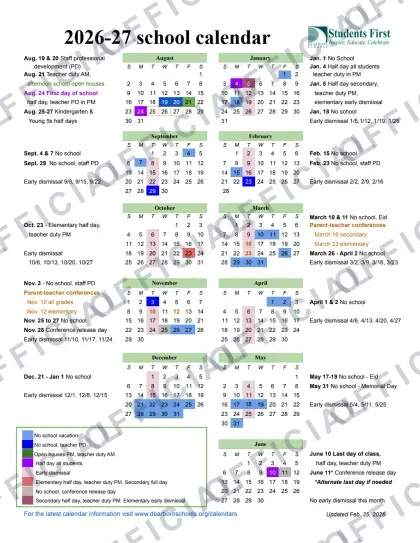 Dearborn Schools 2026-27 calendar