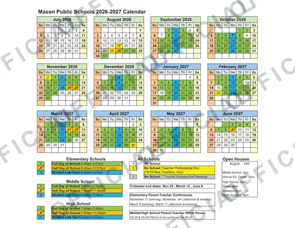 Mason Public Schools 2026-27 calendar