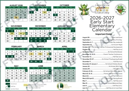 Orion Oaks Elementary 2026-27 calendar