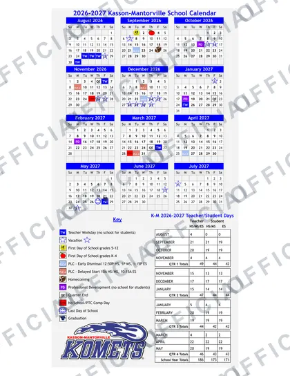 Kasson-Mantorville School 2026-27 calendar