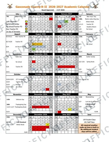 Gasconade County R-II 2026-27 calendar