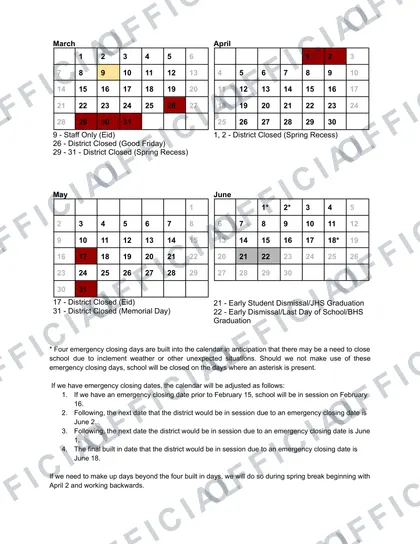 BOONTON PUBLIC SCHOOLS 2026-27 calendar