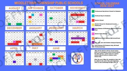 MIDDLETOWN TOWNSHIP PUBLIC SCHOOLS 2026-27 calendar
