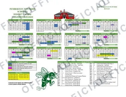 Pemberton Township Schools 2026-27 calendar