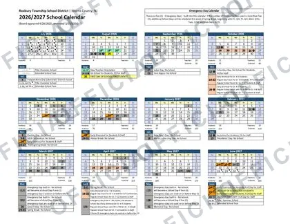 Roxbury Township School District 2026-27 calendar