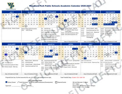 Woodland Park Public Schools 2026-27 calendar