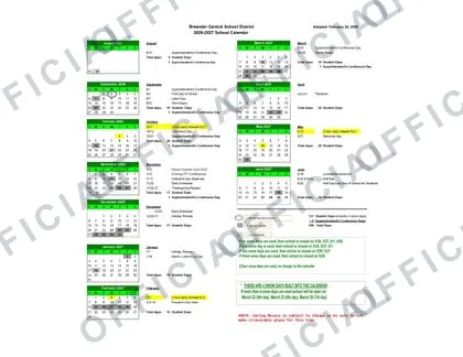 Brewster Central School District 2026-27 calendar