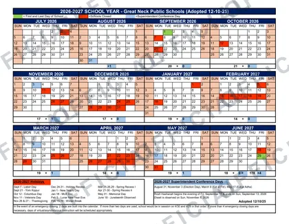 Great Neck Public Schools 2026-27 calendar