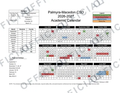 Palmyra-Macedon CSD 2026-27 calendar