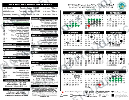 Brunswick County Schools 2026-27 calendar