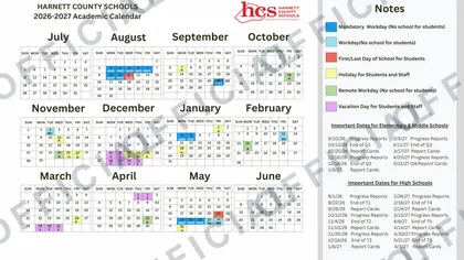 HARNETT COUNTY SCHOOLS hcs 2026-27 calendar