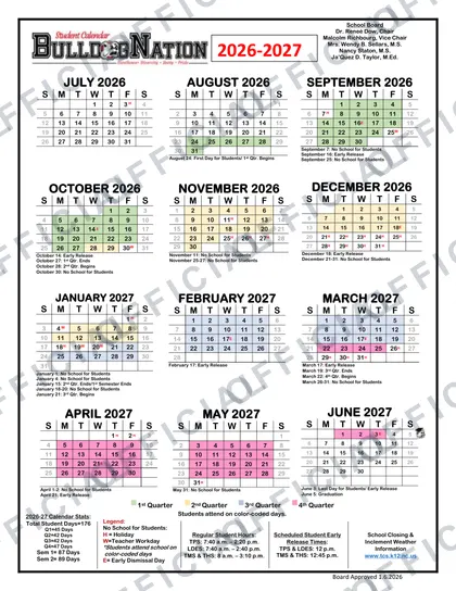 Tyrrell County Schools 2026-27 calendar