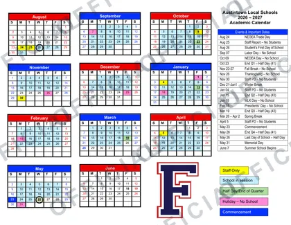 Austintown Local Schools 2026-27 calendar