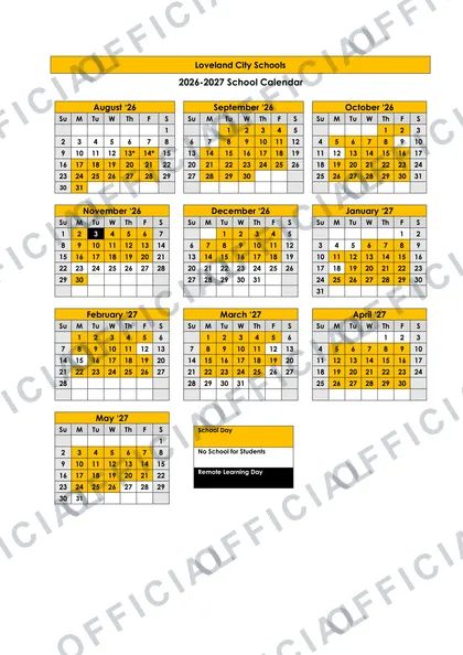 Loveland City Schools 2026-27 calendar