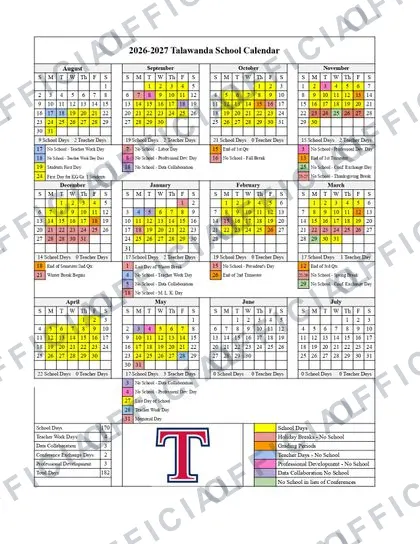 Talawanda School District 2026-27 calendar