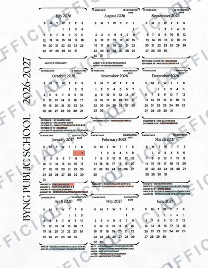 Byng Public School Rev 2 2026-27 calendar
